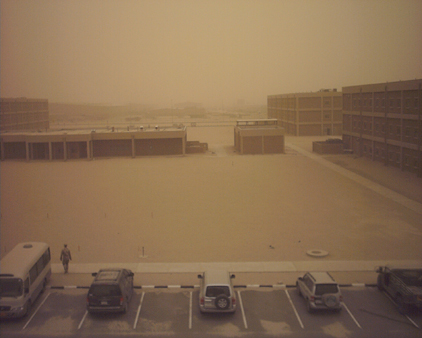 Barracks dust storm.